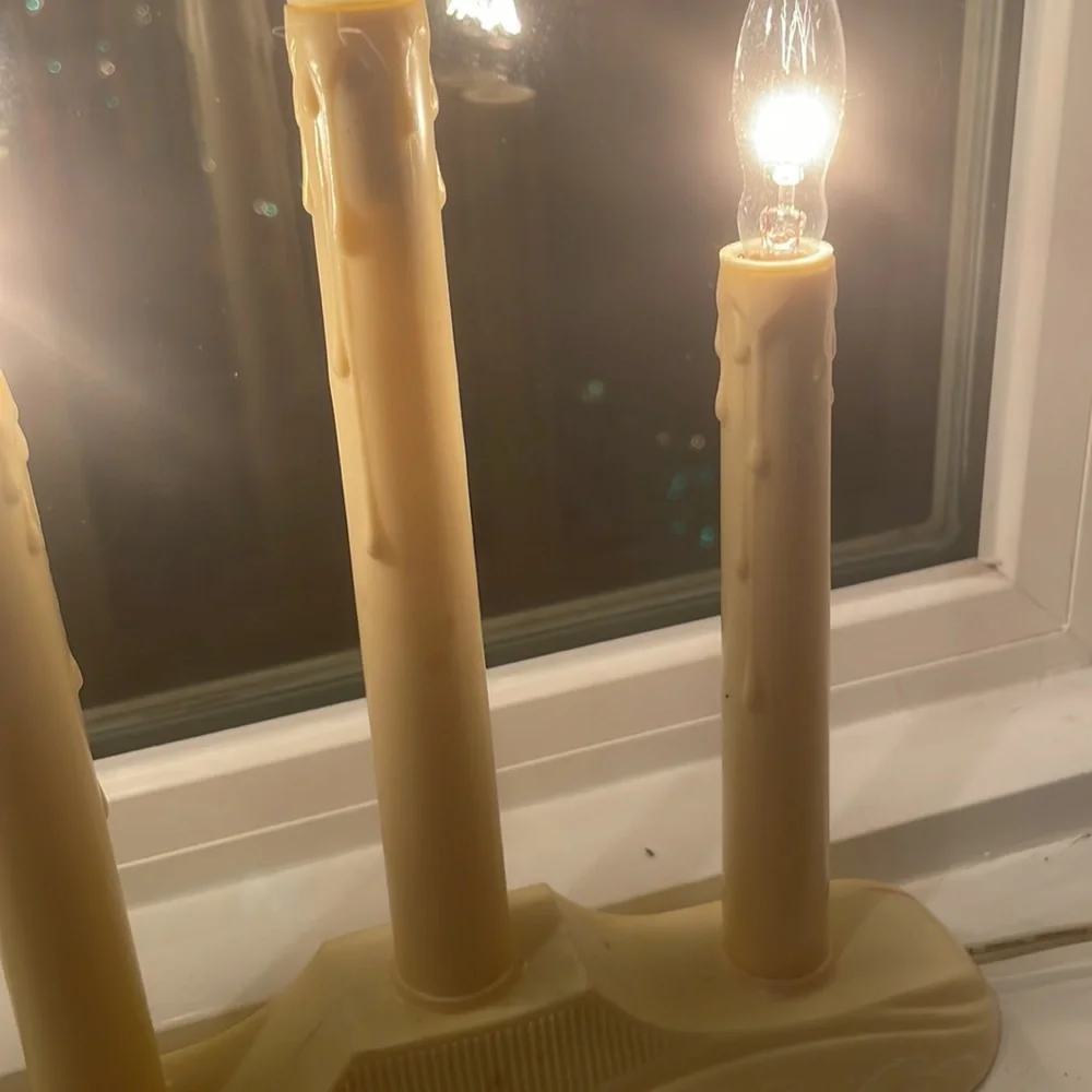 Bundle 5 vintage lights Christmas triple candle Molded plastic window bulb …